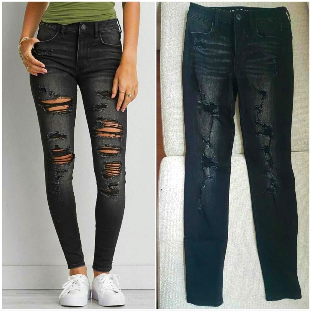 AE black distressed jeans